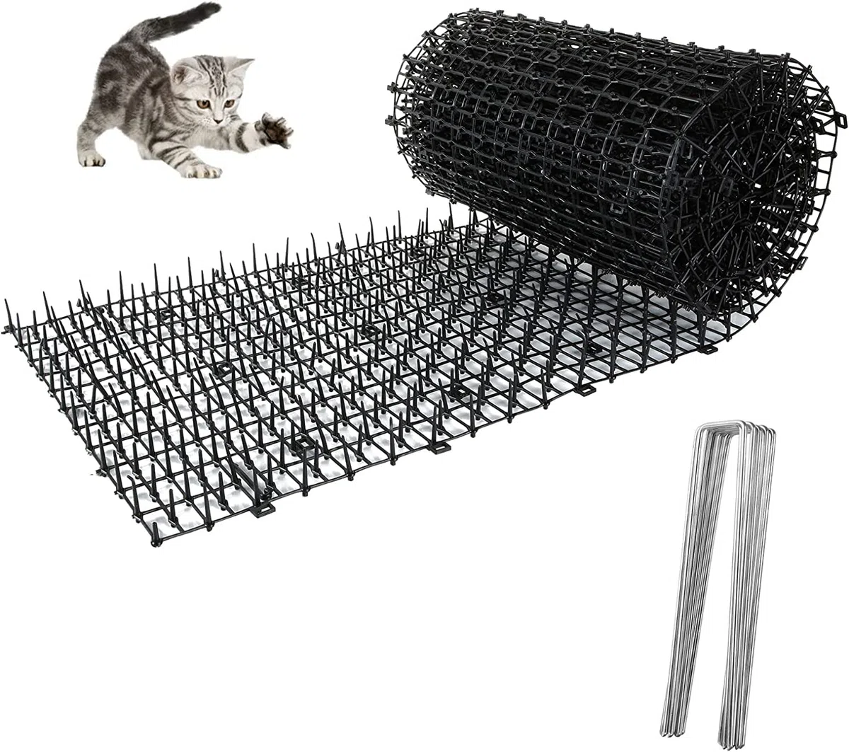 Yukiyi Tapis Anti Chat 200 x 28 cm Pic Anti Chat Repousse Chat Exterieur Tapis Anti Chien avec Epine,Barriere Anti Chat Exterieur, Tapis Répulsif Chat, Anti Chat Exterieur Puissant, Noir
