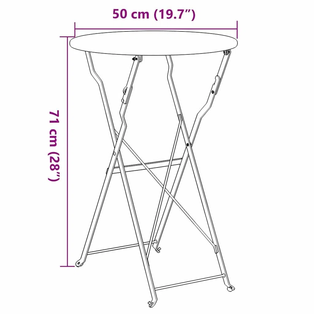 Table bistrot Beige Ø 50 cm et 71 cm de Haut en Acier revêtu de Poudre, Pliable pour Jardin terrasse Balcon Patio mobilier extérieur, idéale pour Repas ou détente