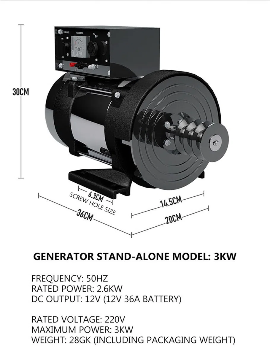 Groupe électrogène à essence 3kw, petit générateur tout en cuivre, fournitures d'équipement électrique Haute efficacité