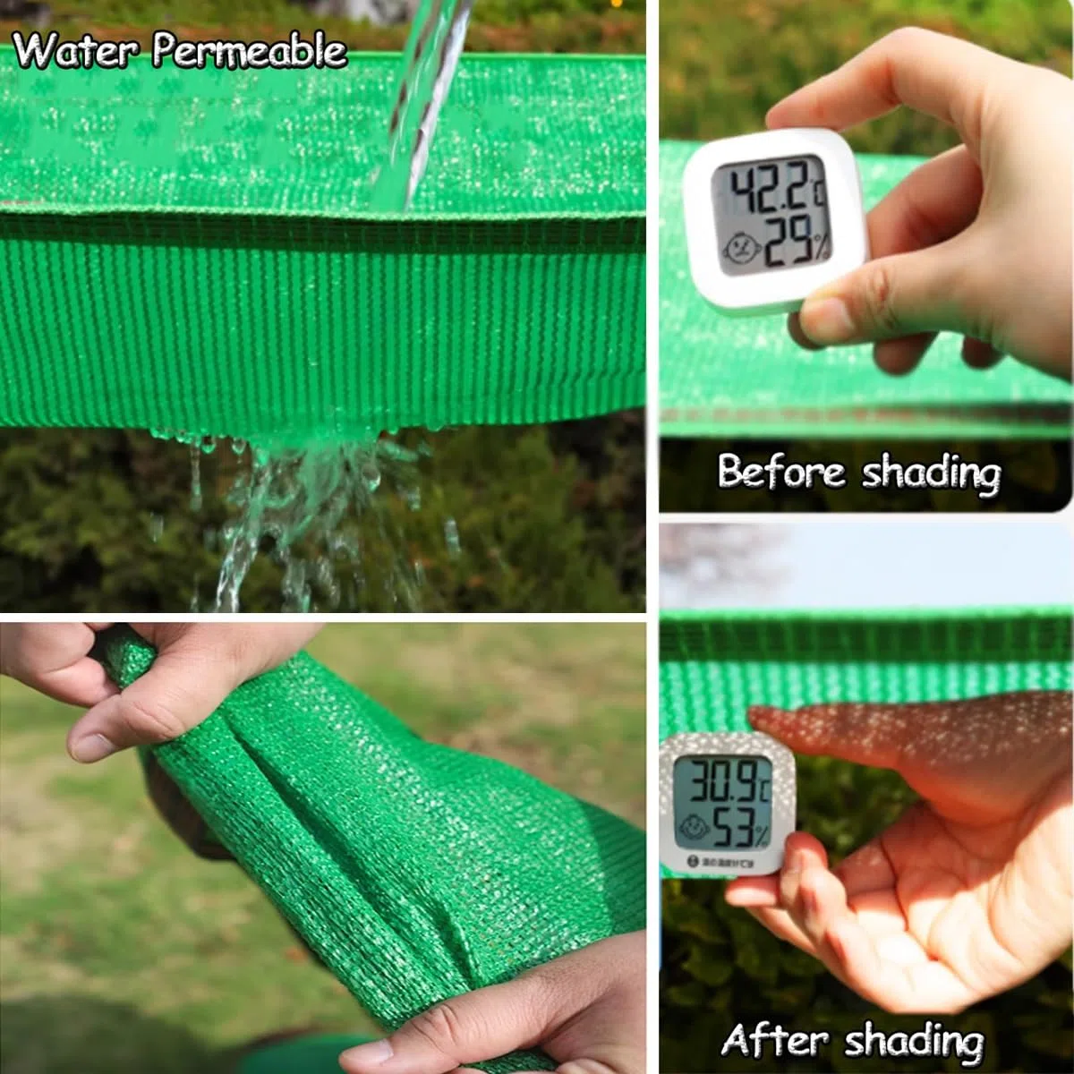 Tissu anti-UV robuste pour abri d'auto et terrasse - Filet d'ombrage perméable à l'eau avec œillets - 6 x 6 m - Pour animaux domestiques et véhicules
