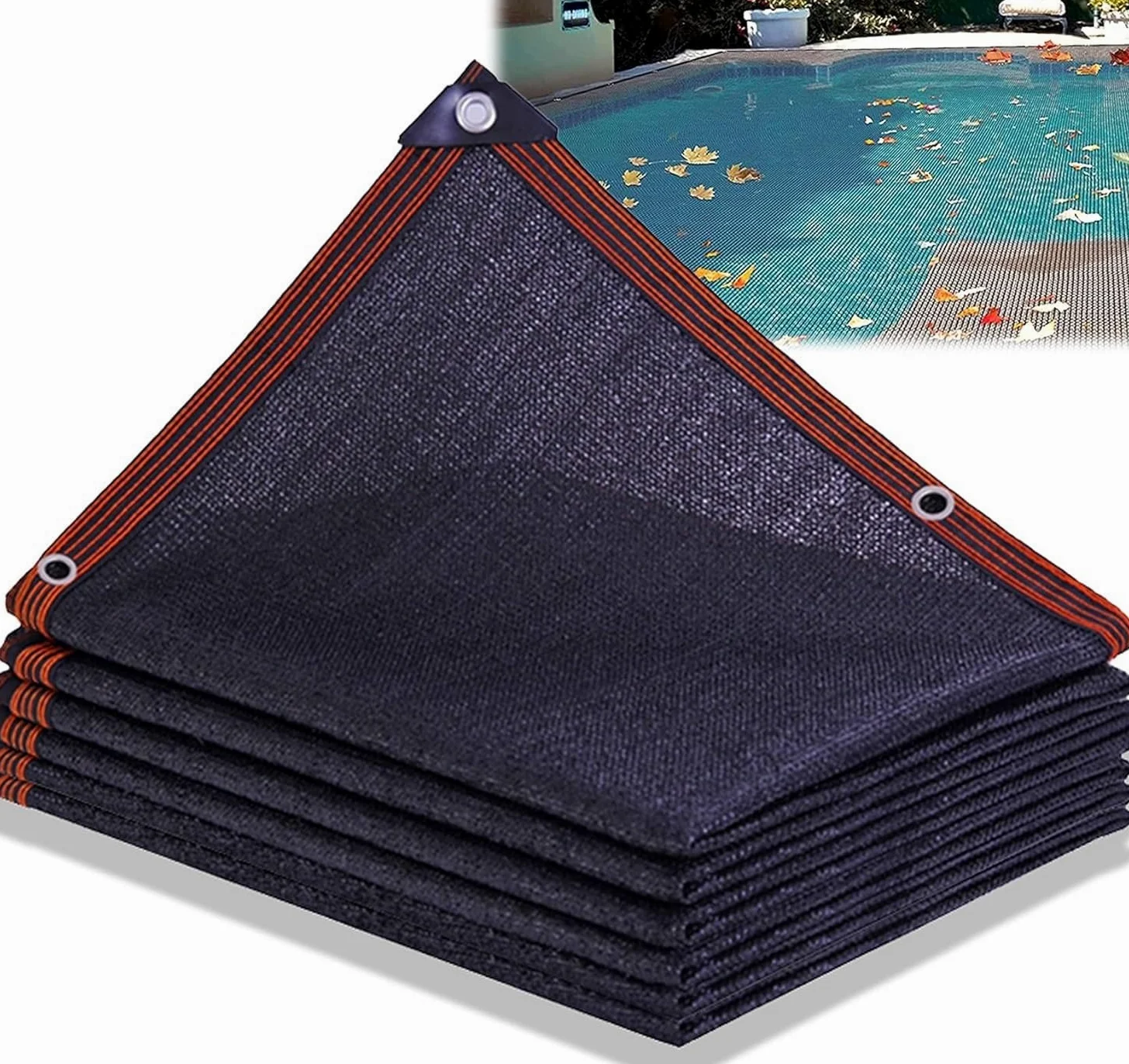 Bâche de protection robuste pour piscine creusée et hors sol, 5 x 6 m / 16.4x19.6ft – Protection ultime pour feuilles de piscine