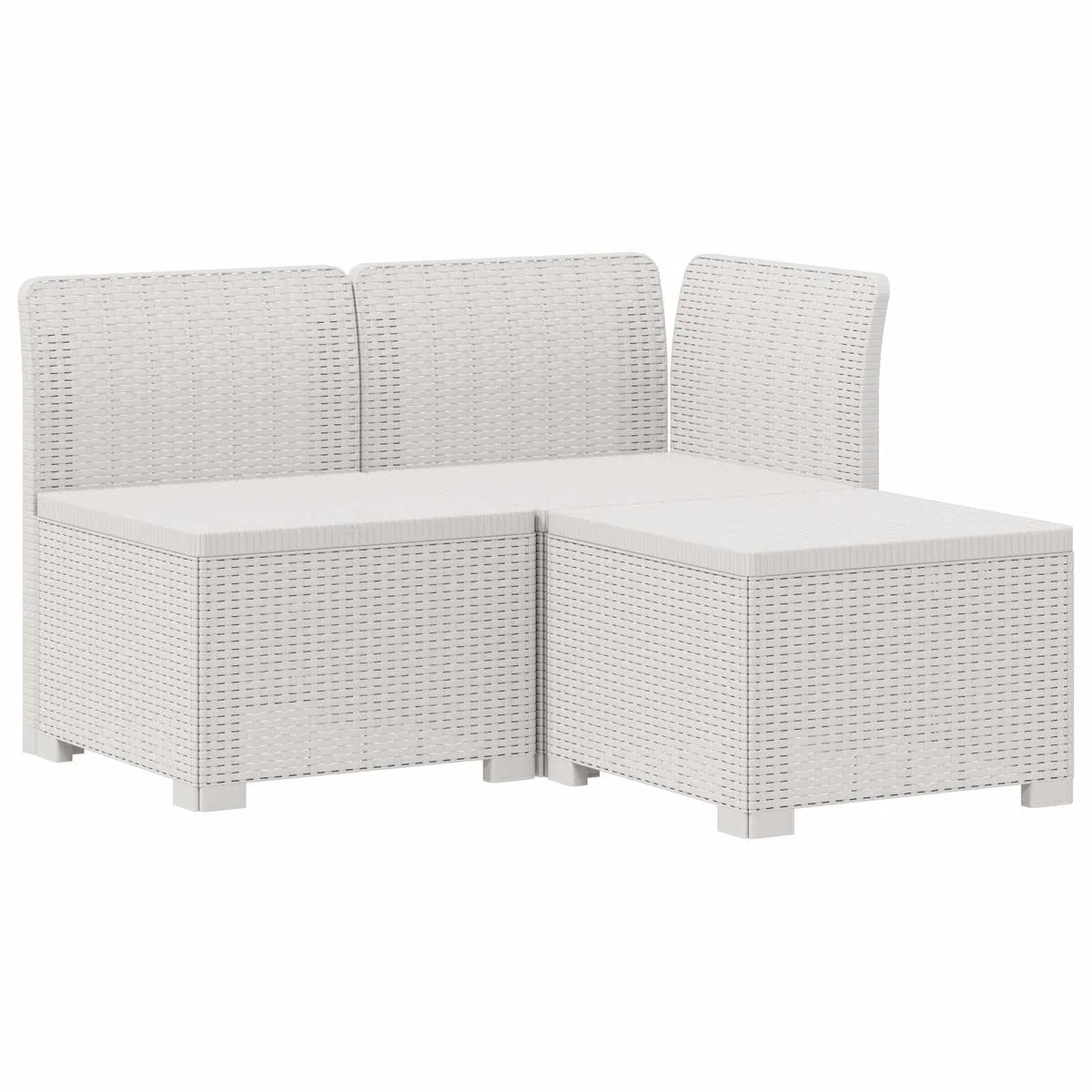 Canapé de Jardin 3 Places Modulable en PP Aspect Rotin Blanc