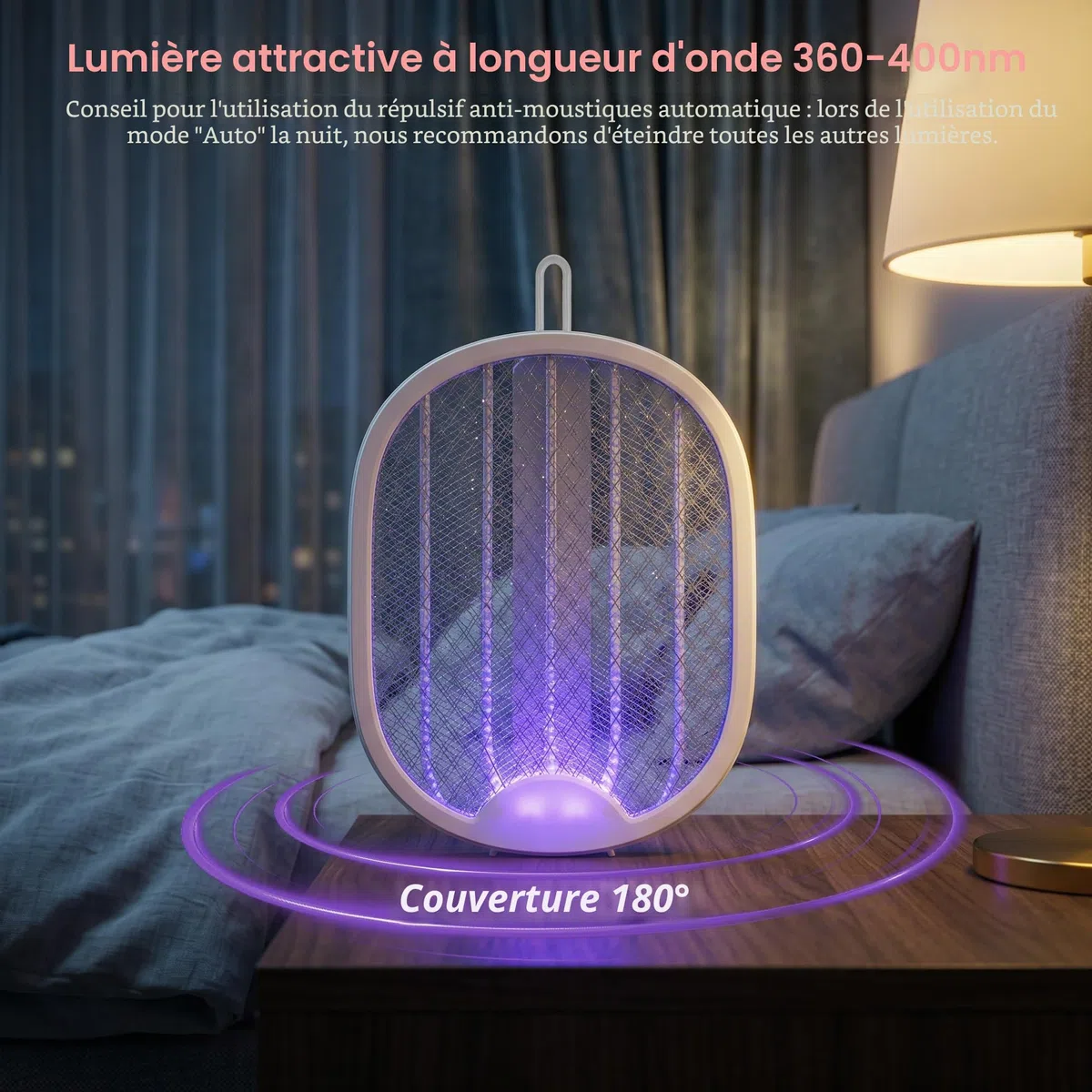 Raquette Electrique Insectes, 4000V Raquette Anti Moustiques Rechargeable par USB, Tapette à Mouches Pliable, Forte Puissance pour Éliminer Moustiques, Mouches, Mites, pour Maison, Cuisine & Jardin