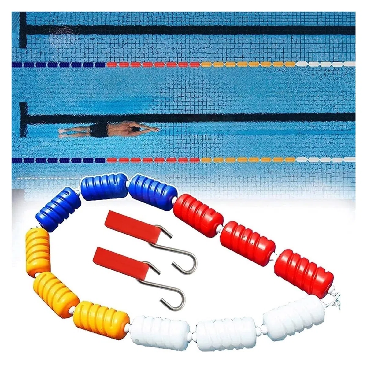 Corde de sécurité pour piscine, haute flottabilité, corde de séparation durable, équipement de sécurité hautement visible et résistant à l'usure pour piscine, corde de barrière de sécurité