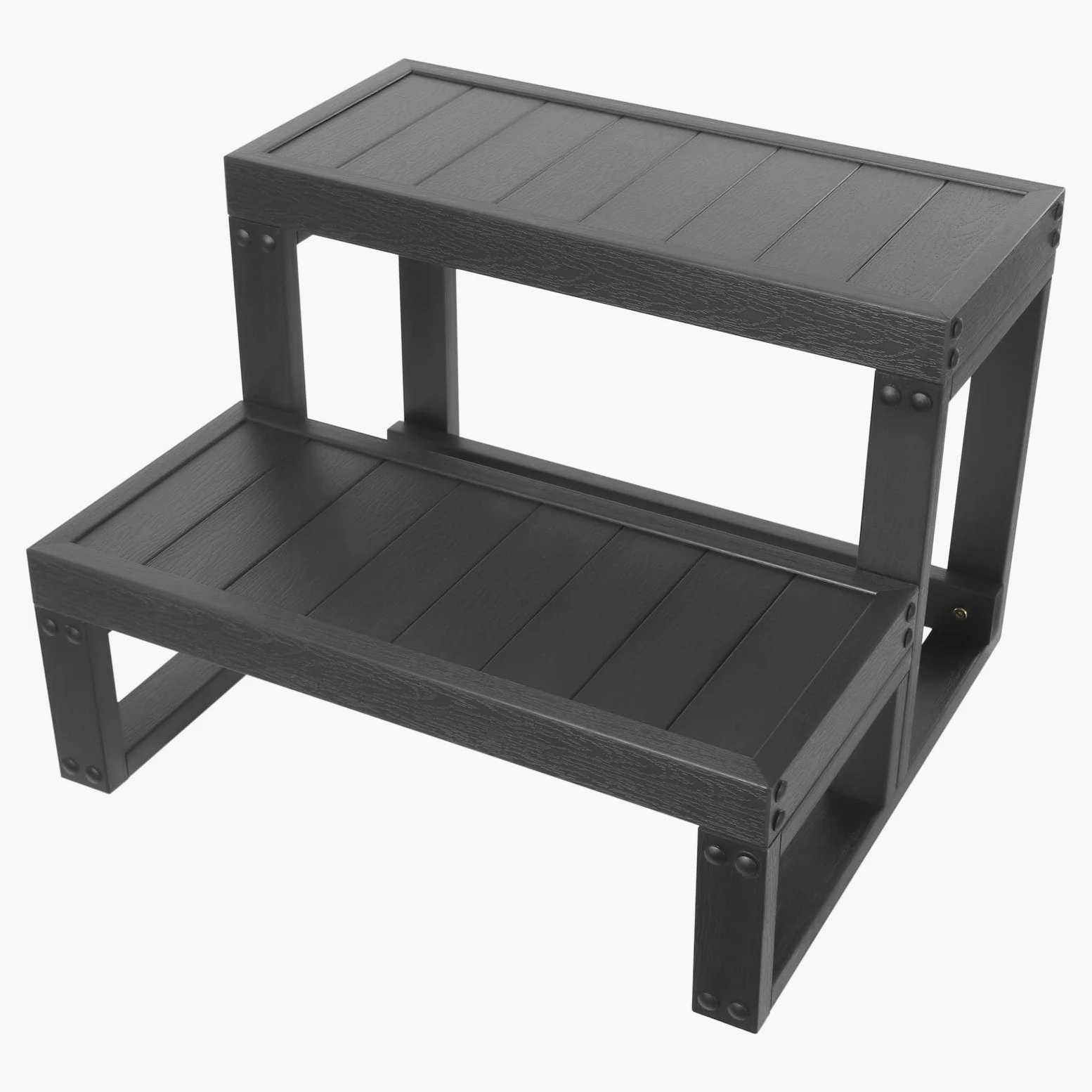 Marche de Spa à 2 marches - 60 x 54 x 42 cm - Universelle - Aspect Bois - Marches en Plastique - Antidérapantes - Étanche - pour l'extérieur et l'extérieur