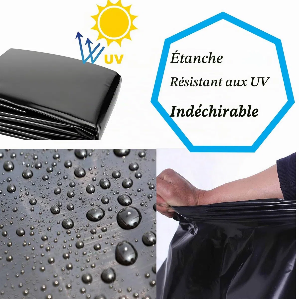 Bâche de bassin d'extérieur 6 x 10 m résistante aux UV - Matériau flexible facile à couper - Idéal pour les poissons et les canards - Jardins surélevés et installations d'eau