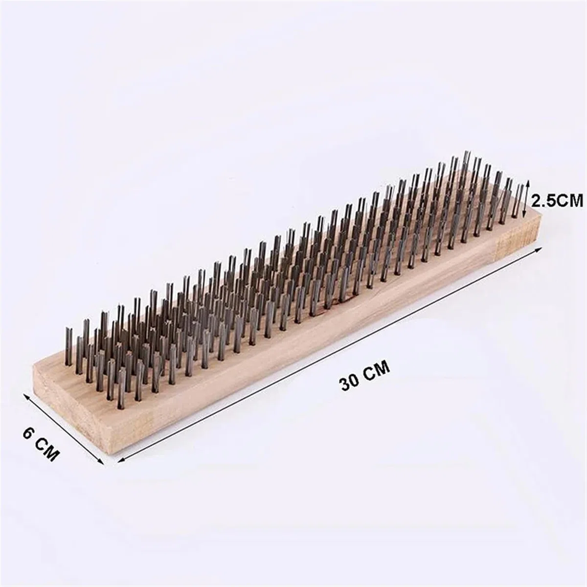 Brosse à balai en acier inoxydable pour le nettoyage en extérieur, brosse de sol à poils courts de qualité industrielle avec long manche pour patio, route et débris rigides, durable et robuste