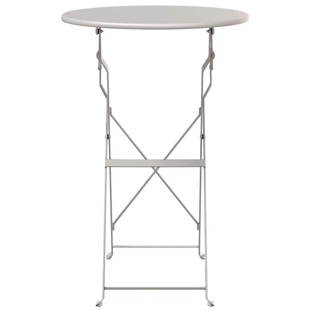 Table bistrot Beige Ø 50 cm et 71 cm de Haut en Acier revêtu de Poudre, Pliable pour Jardin terrasse Balcon Patio mobilier extérieur, idéale pour Repas ou détente