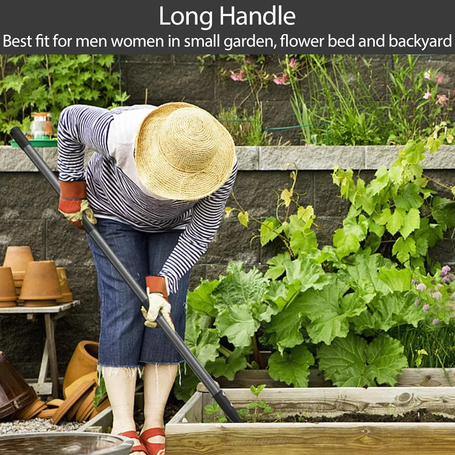 Houe de Jardin, 139cm Binette de Jardin Creuse Houe à Main Hoe à Mauvaises Herbes Désherbeuse à Main avec Lame Robuste pour Creuser, Désherber et Biner, Houe de Jardin Robuste
