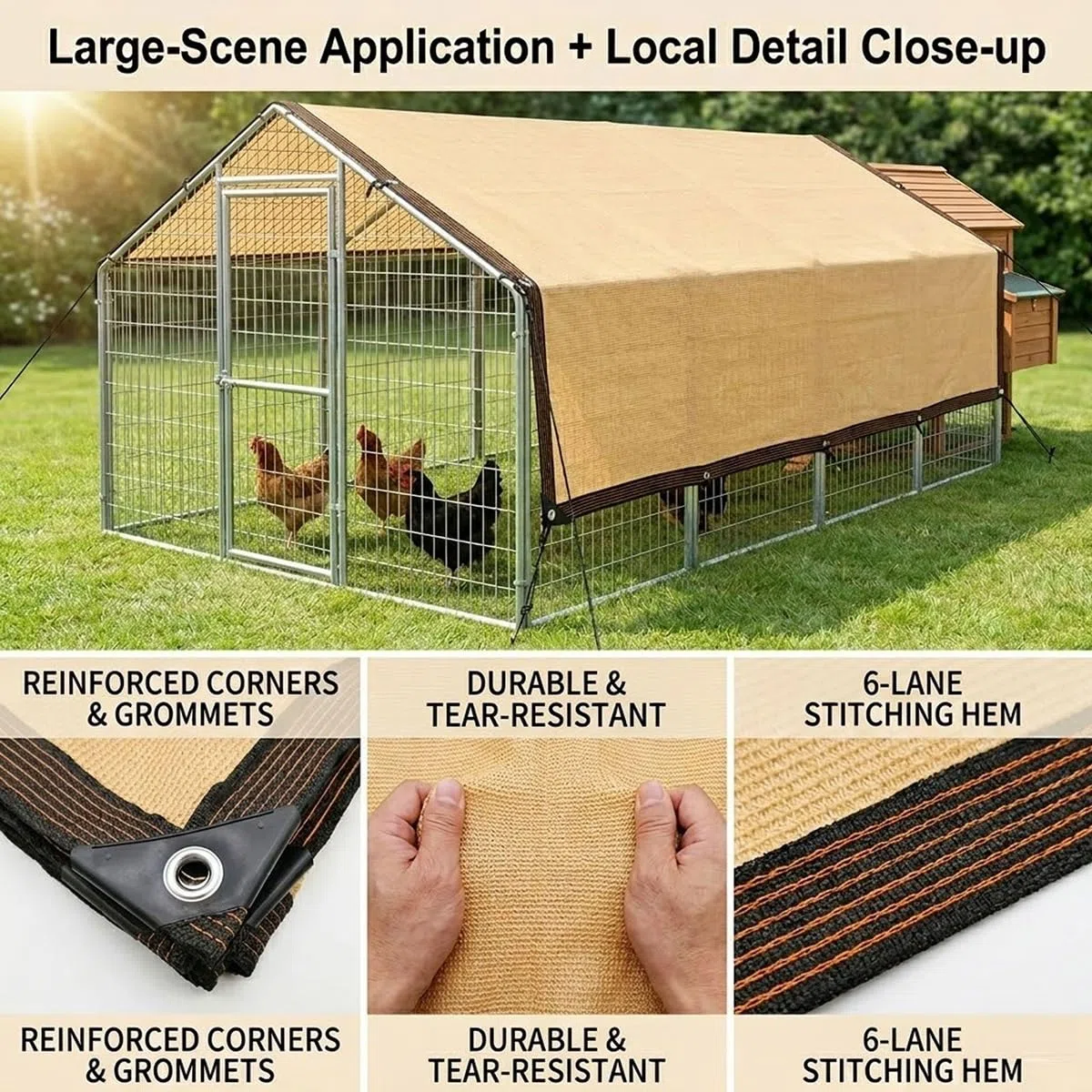 Voile d'ombrage en maille robuste résistant aux UV avec œillets, idéal pour jardin, terrasse, serre, niche pour chien, 1,5 x 14 m, solution de protection solaire pour l'extérieur