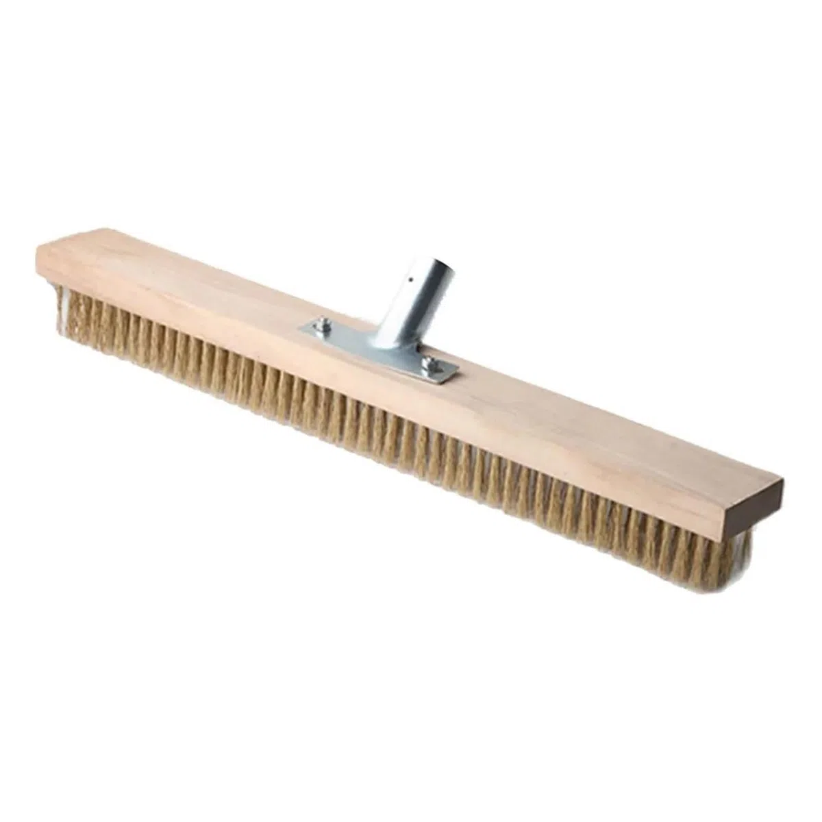 Brosse à balai en acier inoxydable pour le nettoyage en extérieur, brosse de sol à poils courts de qualité industrielle avec long manche pour patio, route et débris rigides, durable et robuste