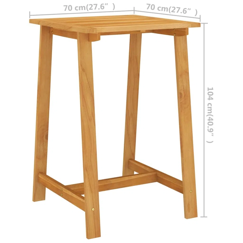 Table haute de jardin en bois d'acacia massif 70 x 70 x 104 cm