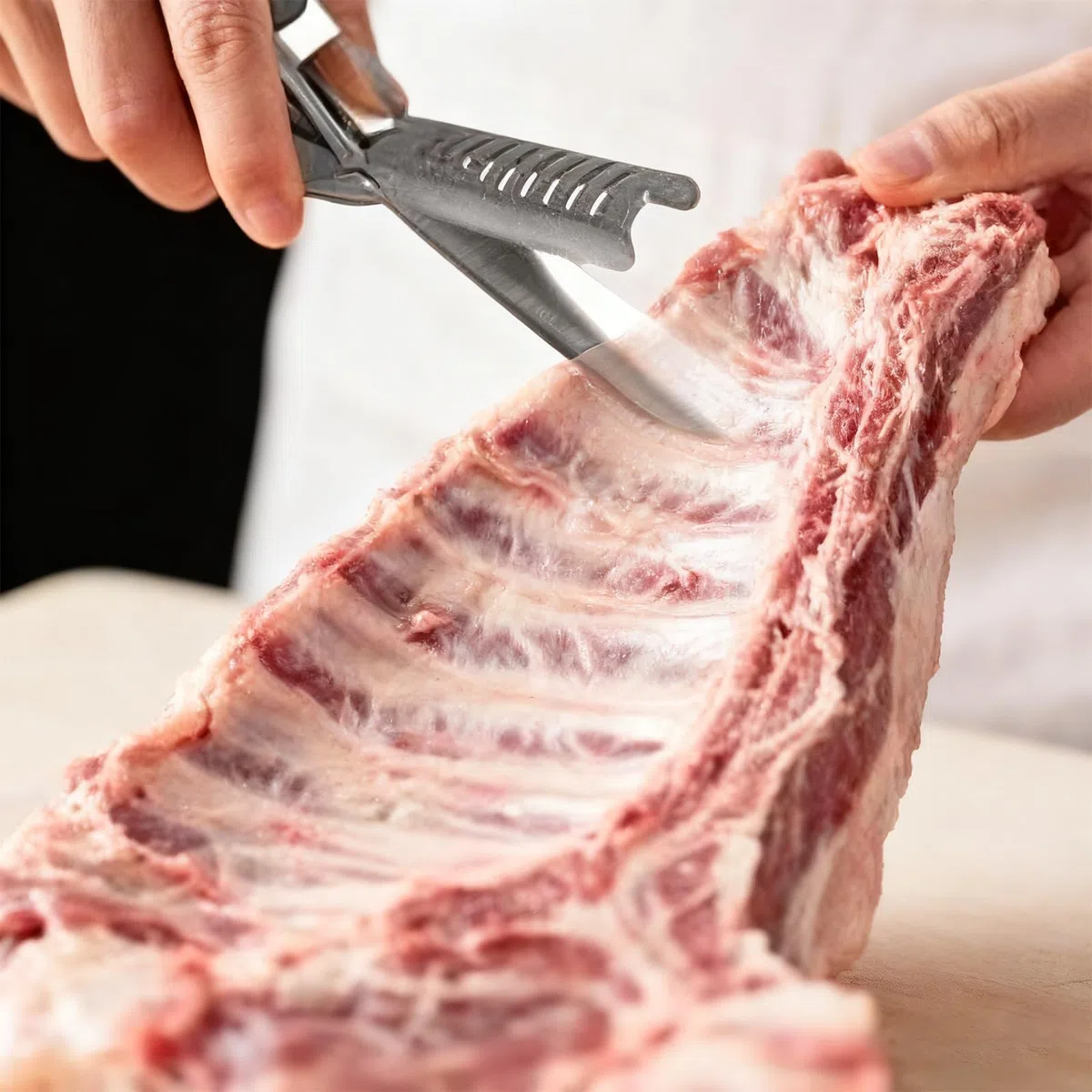 Outil pour Enlever la Membrane des Côtes, Accessoire Barbecue en Acier Inoxydable, pour Un Démembrage Facile, pour Préparation Rapide, Viandes Juteuses, Prise en Main Sûre
