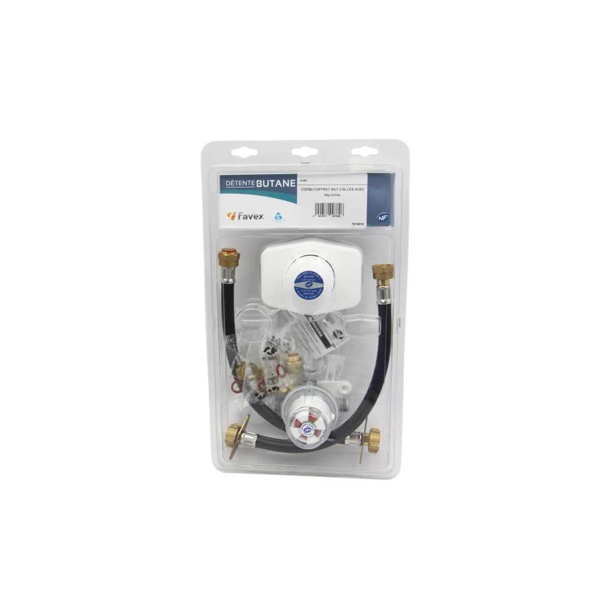 Favex - Kit raccordement gaz - Kit Butane bi-bouteille - Lyre 35cm (5 ans) + vanne - 2.6kg/h - 28mbar