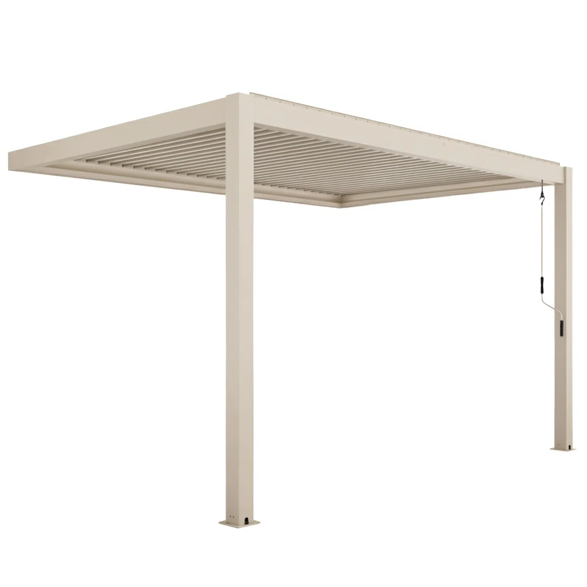 Oviala Pergola bioclimatique adossée 3x4m en Aluminium Bois crème