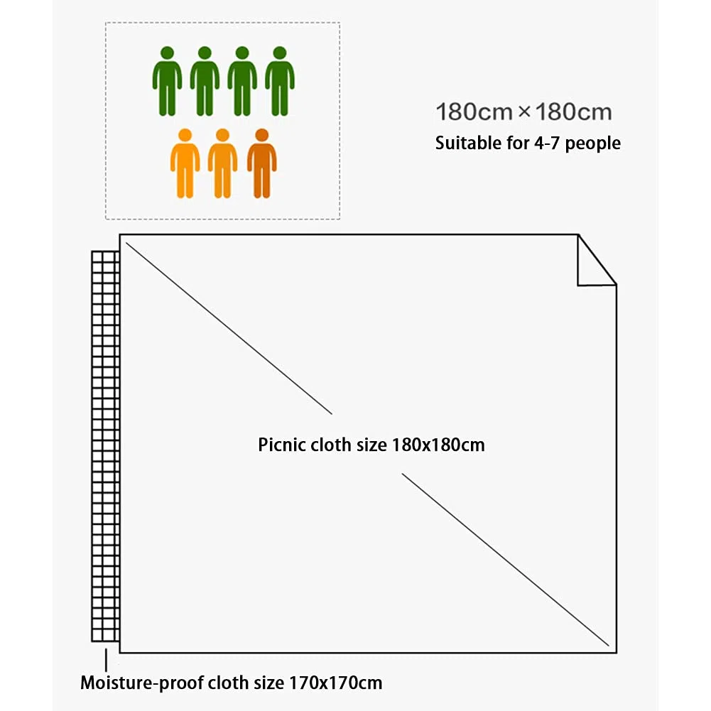 Couverture de pique-nique en coton - Jacquard double face avec pompons, tapis en PVC imperméable et résistant au sable, portable et pliable, pour camping, voyage, randonnée (180 x 230 cm)