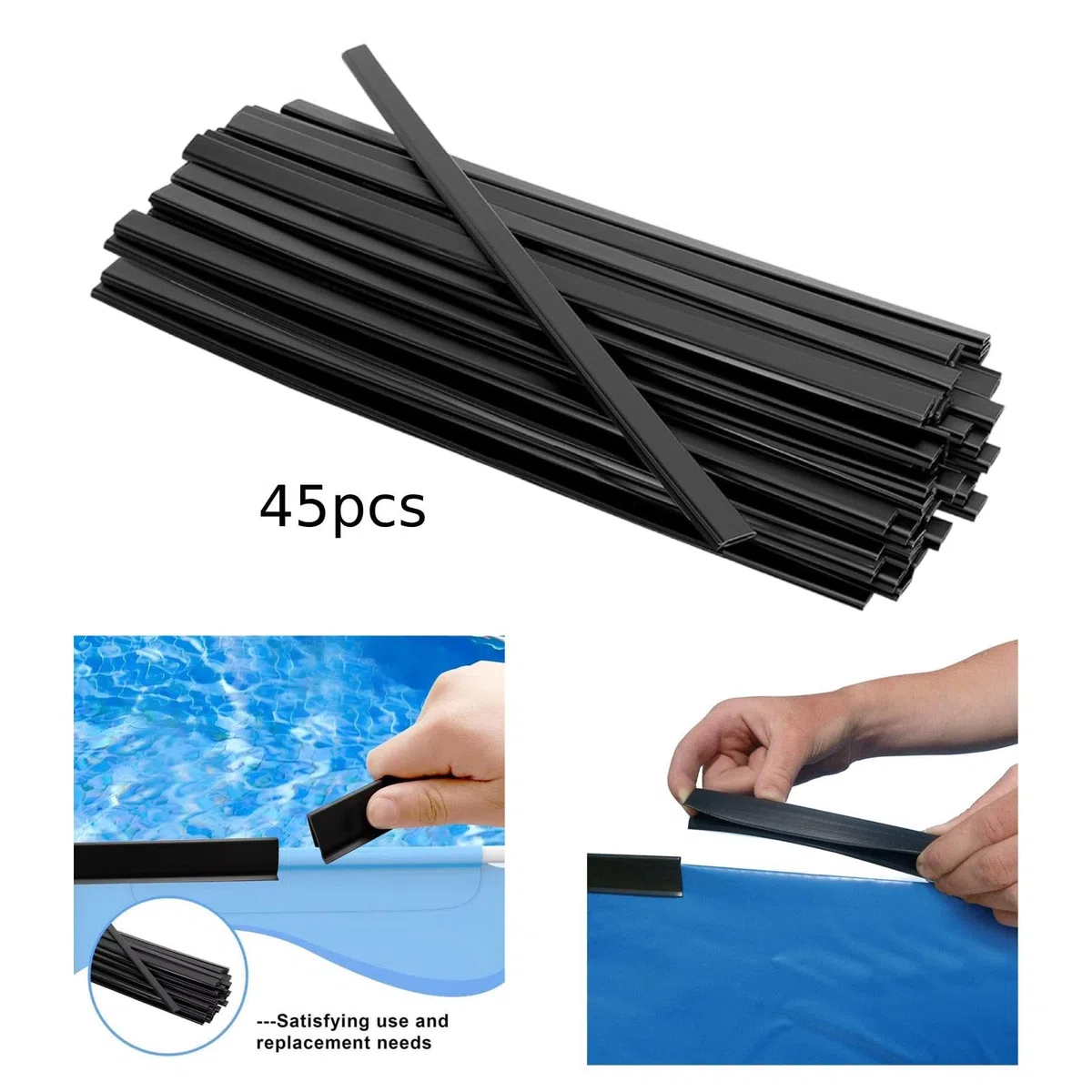 Clips de Fixation pour Liner de Piscine, Bandes de Verrouillage de Rechange à Verrouillage Ferme, Adaptés Aux Piscines Résidentielles, 45 Pièces